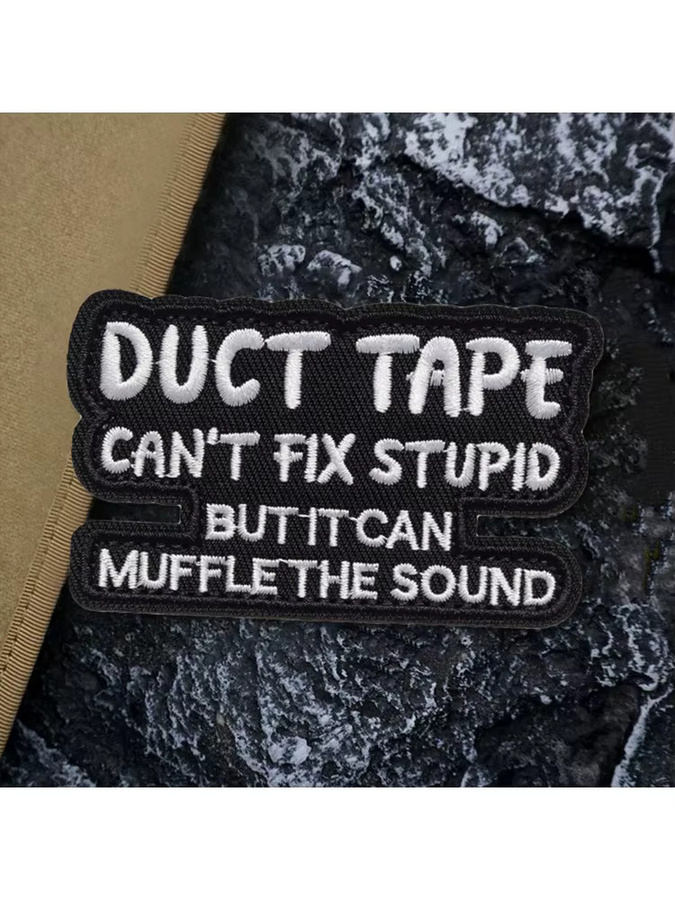Bestickter Klettverschluss Aufnäher Duct Tape Meme Taktisches Abzeichen in Schwarz für Rucksack und Mütze - Bild 6