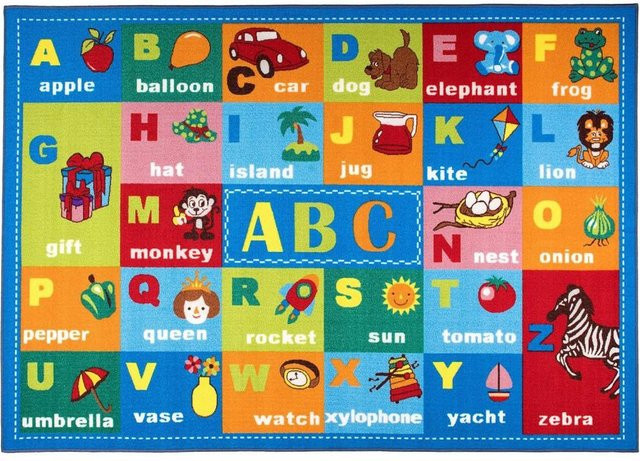 Wucifang Shoes Kinder Alphabet Lernteppich Rutschfeste Spielmatte aus Polyester in Mehrfarbig, B/T: 60 x 40 cm - Bild 1