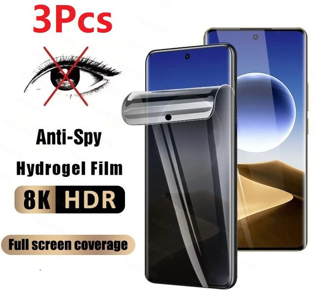 3er-Pack Privatsphäre Hydrogel-Displayschutz für Samsung Galaxy S25 Ultra und weitere Modelle, Anti-Spy Screen Protector, transparent - Bild 1