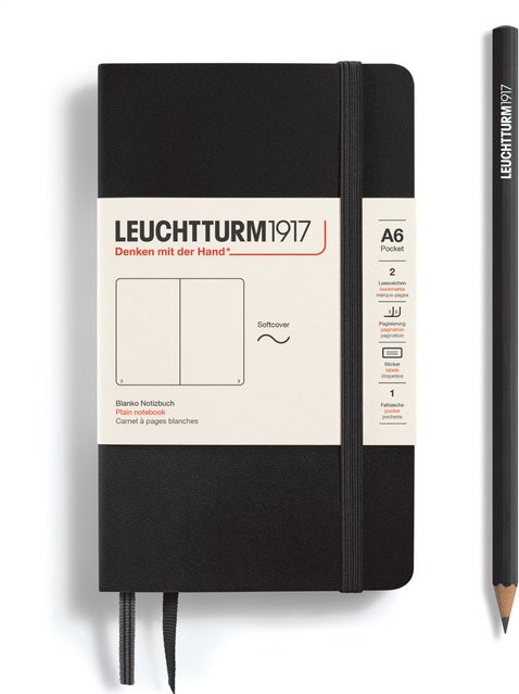 LEUCHTTURM1917 Notizbuch Pocket blanko Softcover Schwarz A6 - Bild 1
