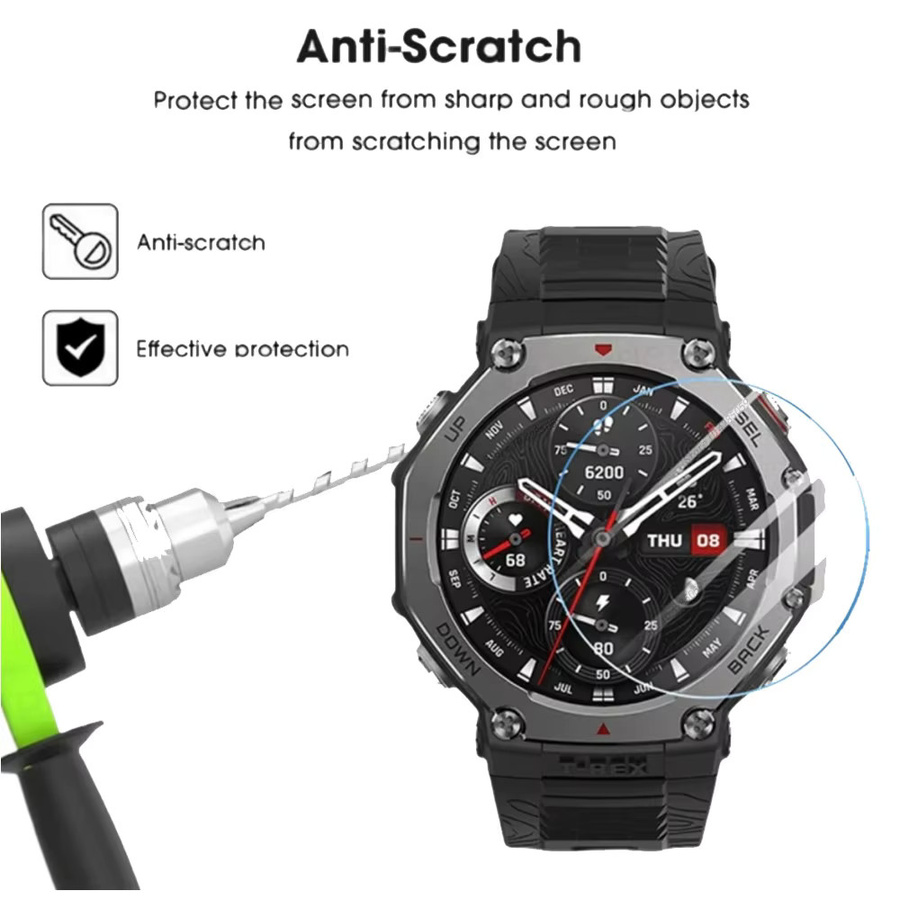 Displayschutzfolie Amazfit T-Rex 3, gehärtetes Glas, transparent - Bild 3