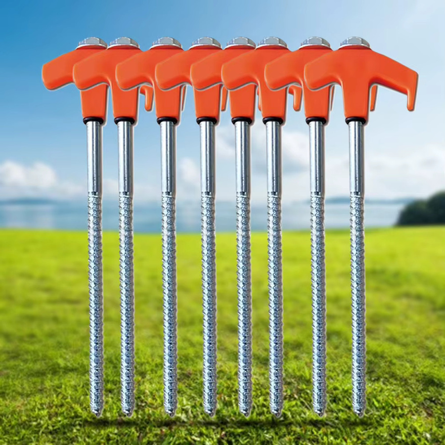 VKTECH M8 Leuchtende Spiralheringe aus Kohlenstoffstahl in Grün für Outdoor-Camping auf hartem Boden, 8/16 Stück - Bild 2