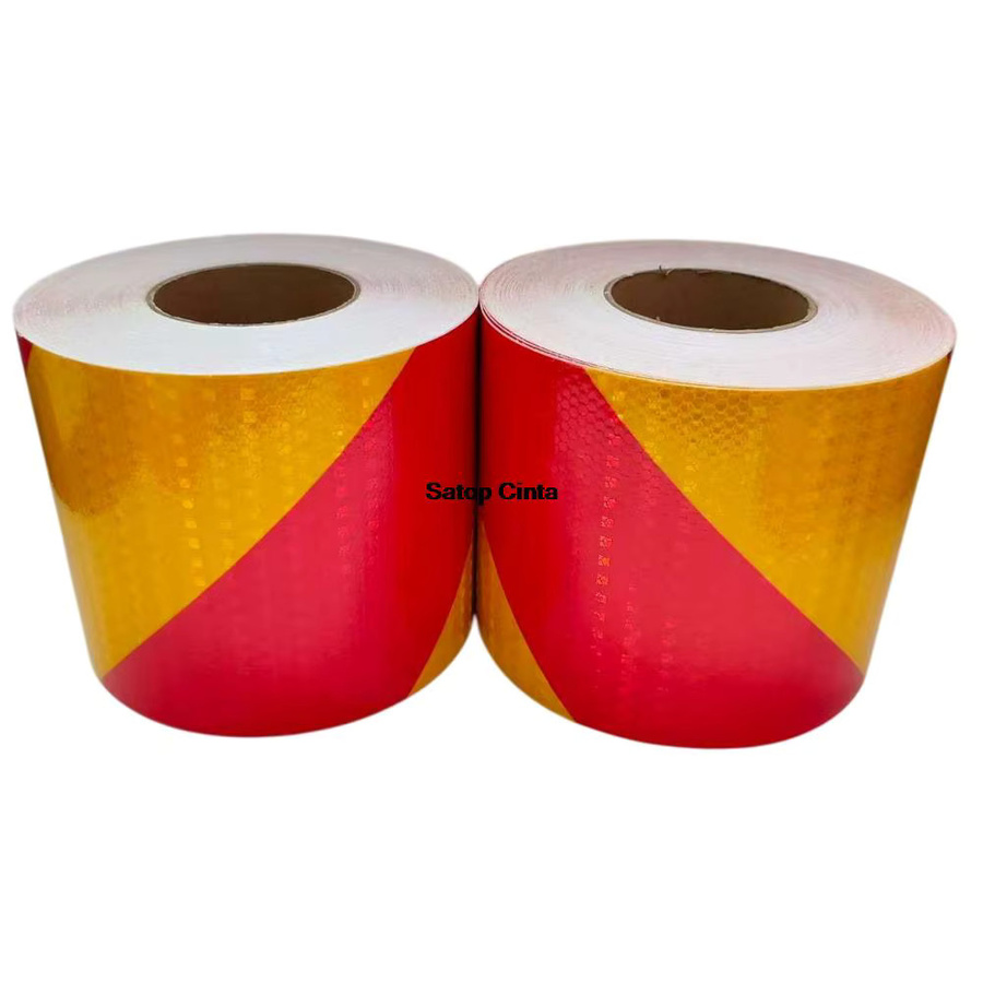 Satop Cinta Reflektierende Aufkleber aus PVC mit Wabenstruktur, Gelb-Schwarz, Breite: 15 cm, Länge: 1 m - Bild 2