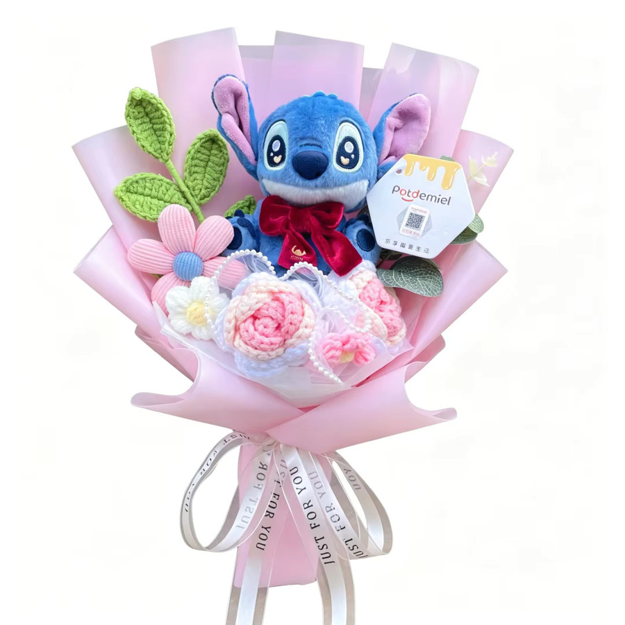 Potdemiel Stitch Plüschpuppen, mit gehäkelten Rosen, Disney - Bild 3