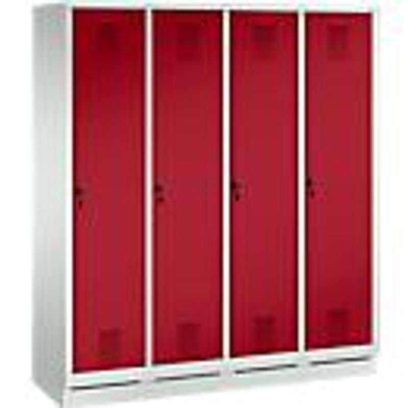 C+P Garderobenschrank Evolo aus Stahl mit 4 Abteilen, Farbe: Korpus lichtgrau und Front rubinrot, H x B x T: 180 x 159 x 50 cm - Bild 2