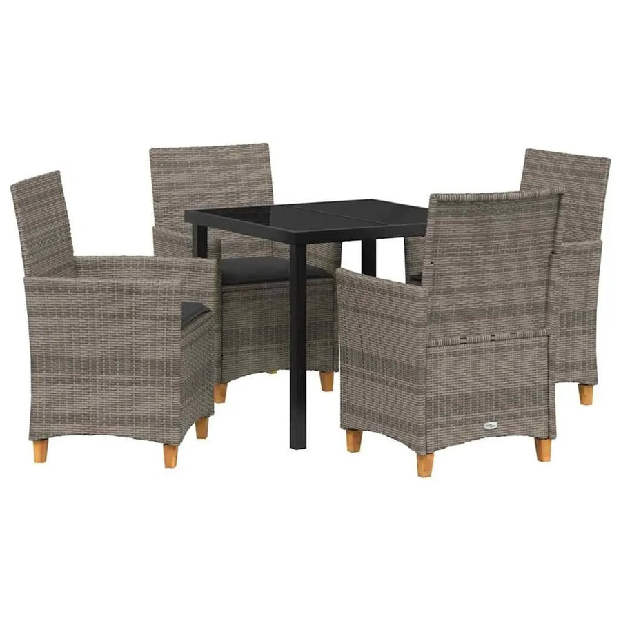 vidaXL Garten Essgruppe 5-teilig aus Poly-Rattan und Glas in Grau - Bild 2