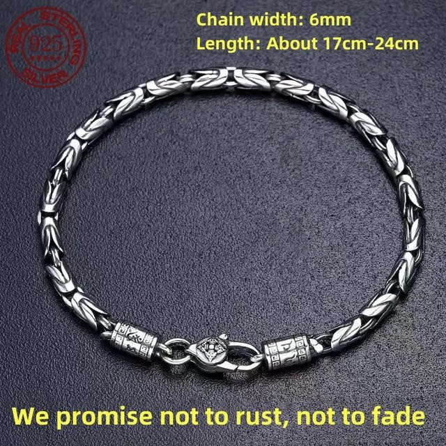 TIANGU Armband 925 Silber, 6mm, gray, 23cm, Unisex - Bild 1