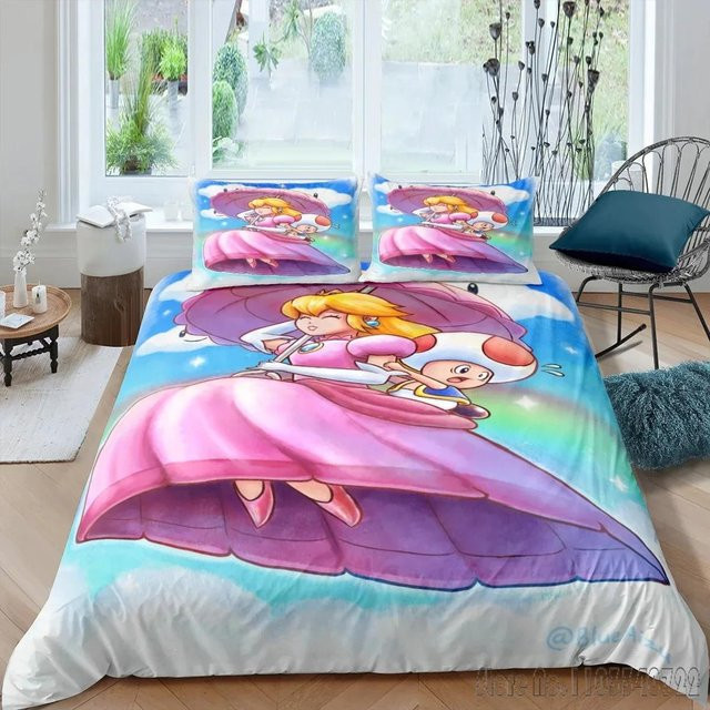 Lodestar Bettwäsche-Set Prinzessin Peach mit 1 Bettbezug und 2 Kissenbezügen, Mikrofaser Multicolor, B: 200 cm, H: 229 cm - Bild 1