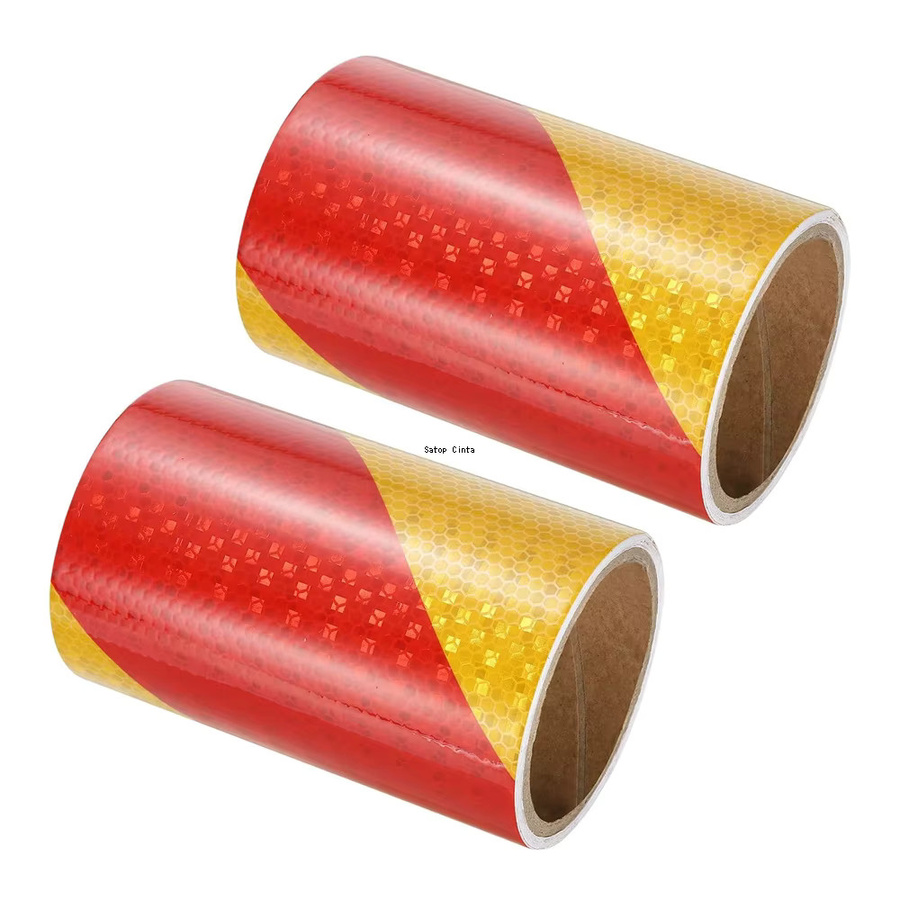 Reflektorband Satop Cinta mit Wabenmuster in Gelb und Rot, wasserdichter selbstklebender Reflektoraufkleber für Motorräder, Breite: 10 cm, Länge: 5 m - Bild 4
