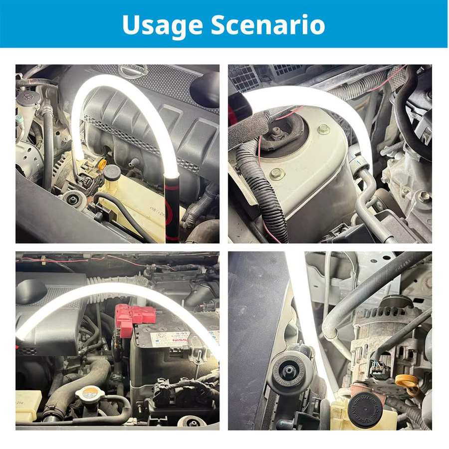 TINSOL Flexible LED Arbeitsleuchte in Weiß mit 360 Grad Drehung und wiederaufladbarem Akku für Werkstatt und Autoreparatur - Bild 3