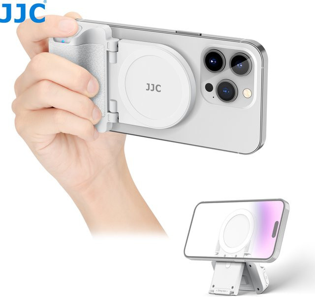 JJC Magnetischer Handy-Kameragriff mit kabelloser Fernbedienung und 1/4-Zoll-Stativschraube für iPhone 17 16 15 14 in Schwarz - Bild 1