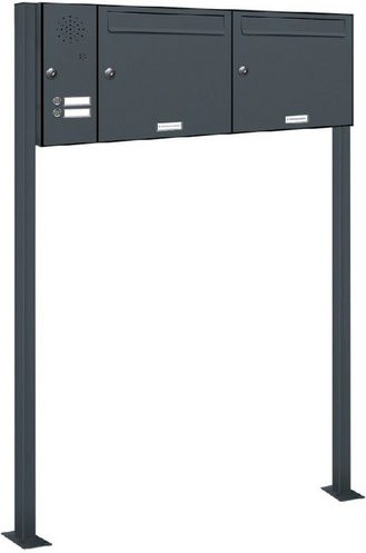 AL Briefkasten Freistehendes Briefkasten-System für 2 Parteien in Grau, B/H/T: 153,458 x 150,0 x 11,6 cm - Bild 1