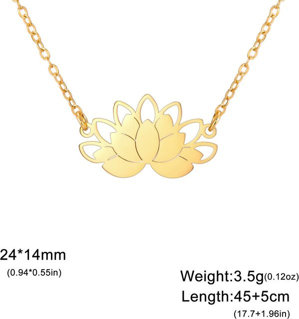 Lotusblumen-Anhänger Halskette Edelstahl, Gold, Damen, 45-50 cm - Bild 1