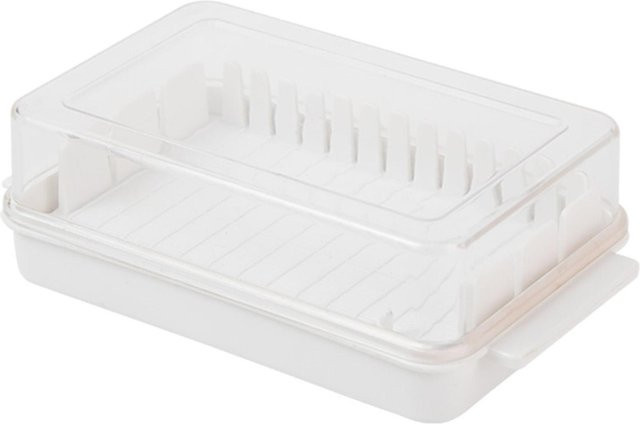 OutsideWorld Butter Schneidebox mit Deckel aus Kunststoff, luftdichte Butterdose in Weiß - Bild 1