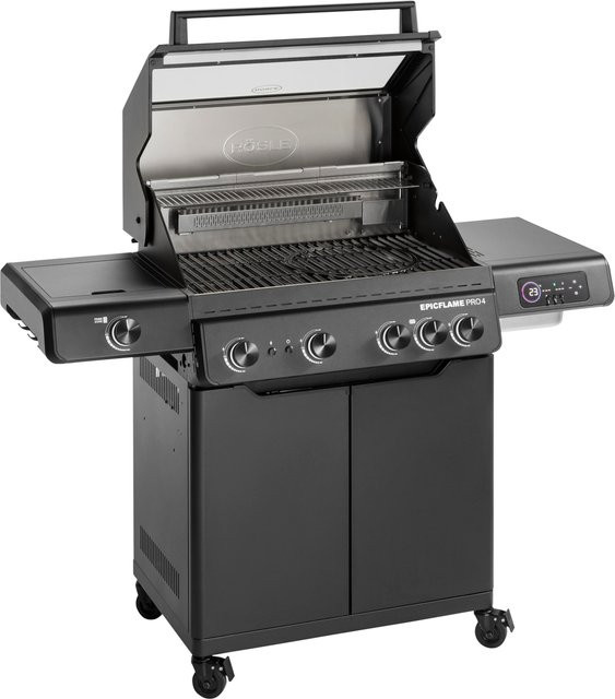 Rösle EPICFLAME Pro 4 Gasgrill in Schwarz aus Edelstahl, Alu-Druckguss und Glas - Bild 1