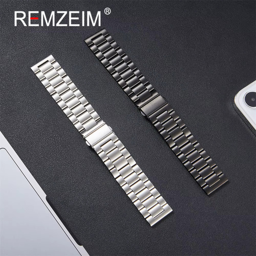REMZEIM Uhrenarmband Edelstahl, Silber, Herren, 20mm, 22mm - Bild 1