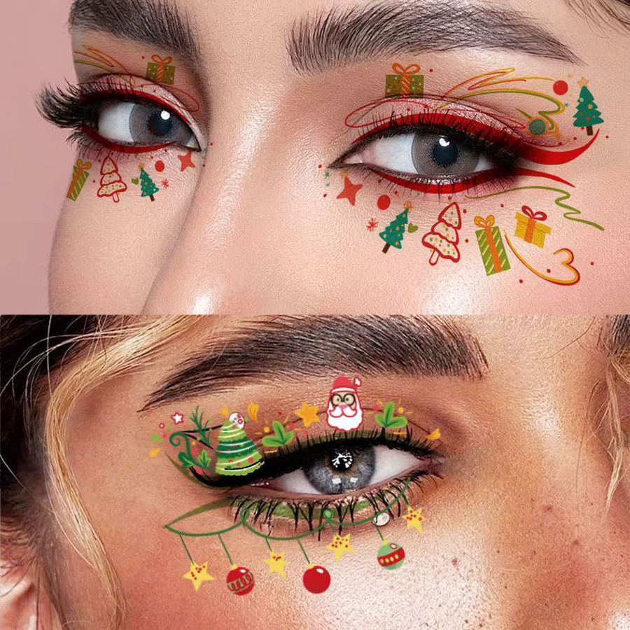 Augenbrauen-Tattoo-Aufkleber Weihnachten, 10 Stück, Damen - Bild 2