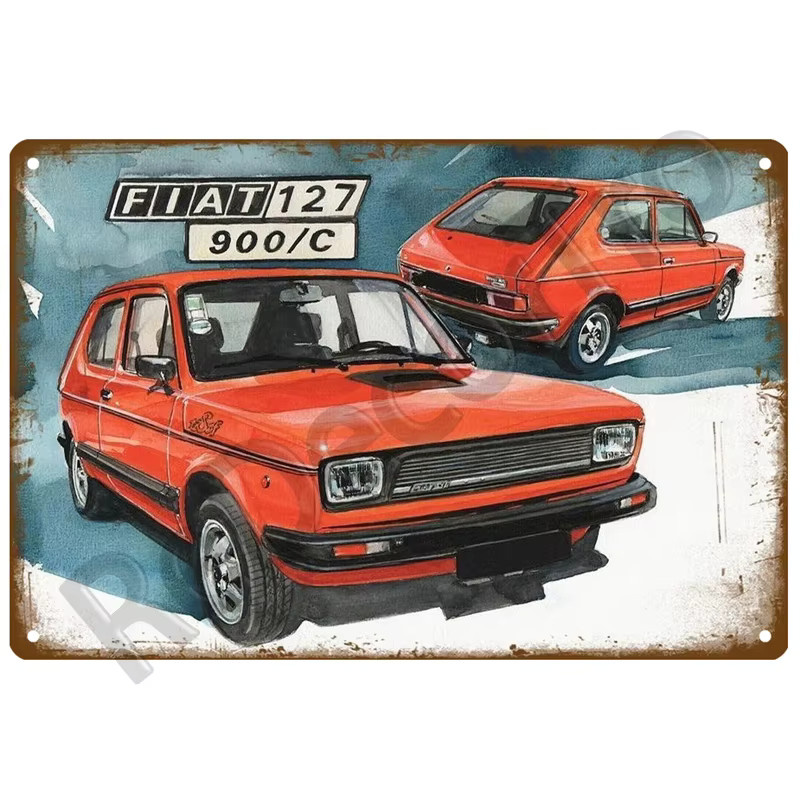 FIAT Vintage Metallschild aus Zinn für deine Wanddekoration B/H: 20 x 20 cm - Bild 2