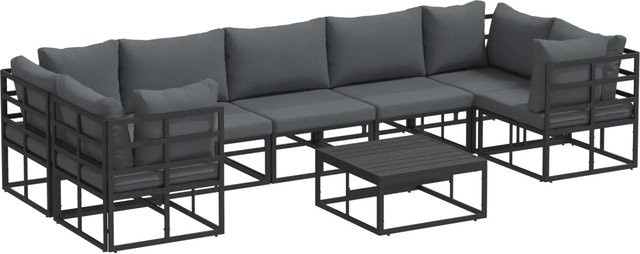 vidaXL 8-teiliges Garten-Sofa-Set aus Aluminium in Schwarz und Grau - Bild 1