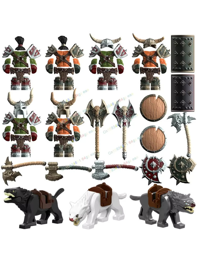 Cyicjinbao World of Warcraft Actionfiguren Baustein Zubehör Ork Rüstung mit Bull Horn Frisur, Mehrfarbig - Bild 3