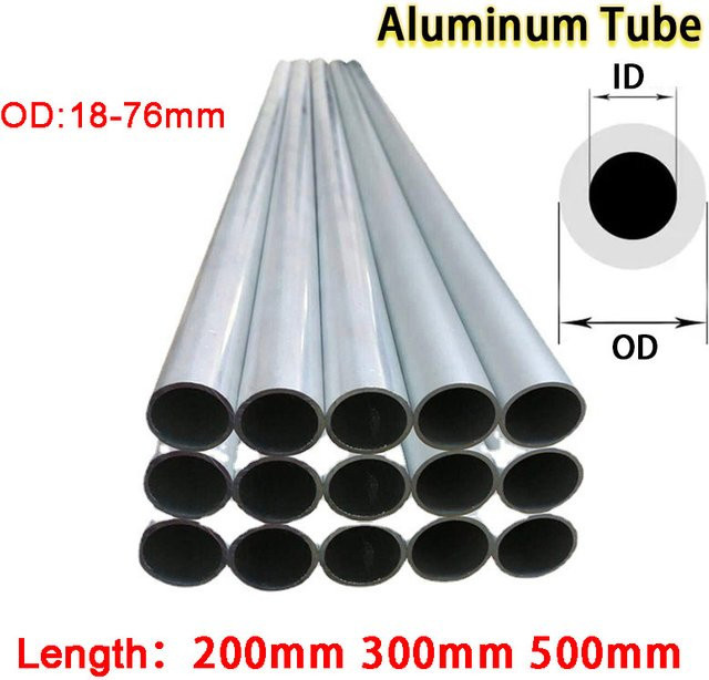 Zimir Aluminiumrohr 6061/6063 aus Aluminiumlegierung, Farbe: Silber, Mill Finish, Durchmesser: 18-76 mm, Länge: 200-500 mm, Wandstärke: 2-10 mm - Bild 1