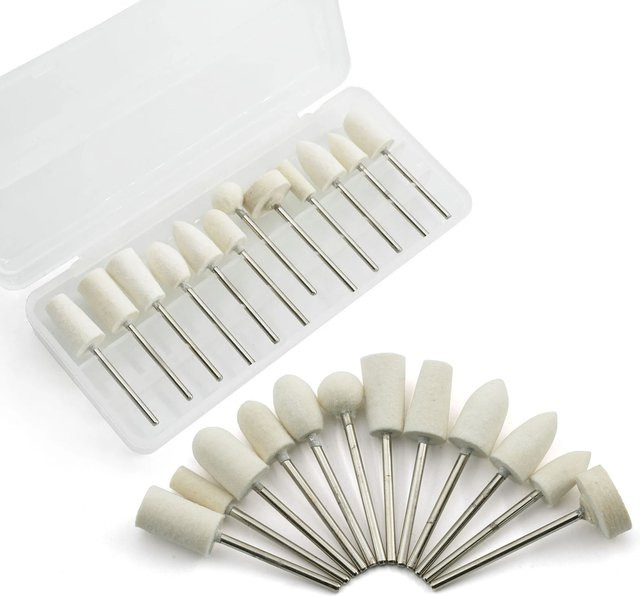Well CK 12-teiliges Wollfilz Polier-Set in Weiß für Bohrer und Drehwerkzeuge - Bild 1