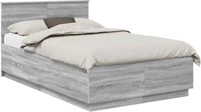 vidaXL Bettrahmen aus Holzwerkstoff in Grau mit USB-Ladeanschluss, B/T: 120 x 200 cm - Bild 1