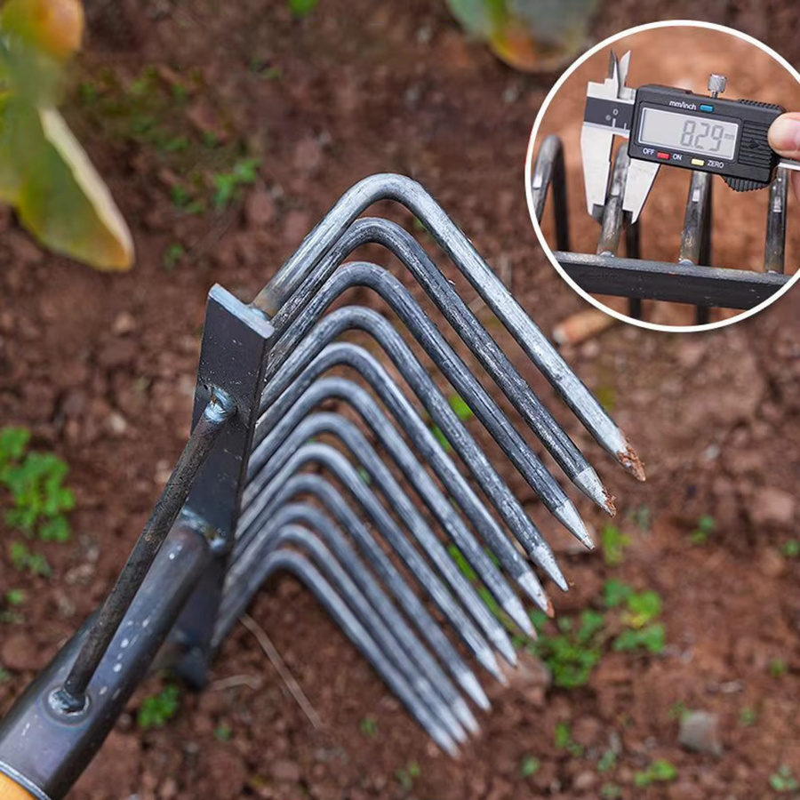Shunmaii Hochkarbon-Stahl-Nagelrechen als multifunktionaler Gartenrechen zum Unkrautjäten und Bodenlockern - Bild 3