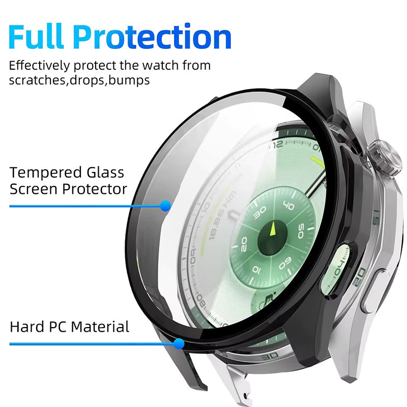 Uhrenzubehör für Huawei GT 6 46mm, Schutzhülle und Display-Schutz, Schwarz, Silikon - Bild 5