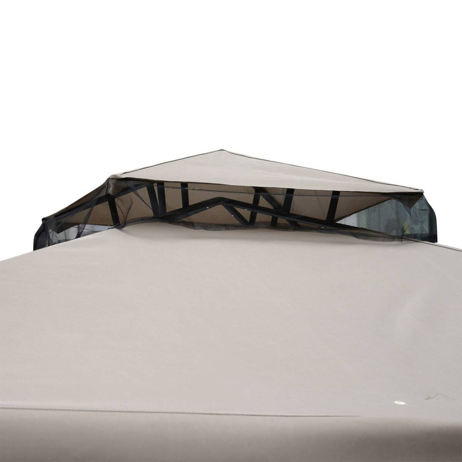 Outsunny Gartenpavillon aus Metall und Polyester mit Spitzdach in Grau und Beige, B/T/H: 294 x 294 x 265 cm - Bild 3