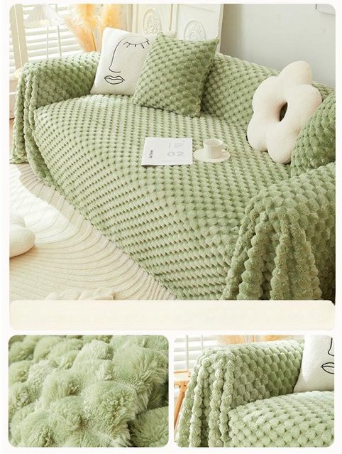 Winter Verdickter Sofa-Handtuchbezug aus Kaninchenplüsch von Super Six, Anti-Rutsch und Anti-Katzenkralle, B/T: 230 x 180 cm - Bild 1