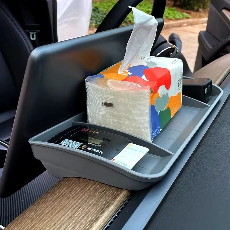 ETC Aufbewahrungsbox für Tesla Model 3 und Model Y 2021-2024 als unsichtbarer Taschentuch-Organizer für den Bildschirm, Schwarz - Bild 2