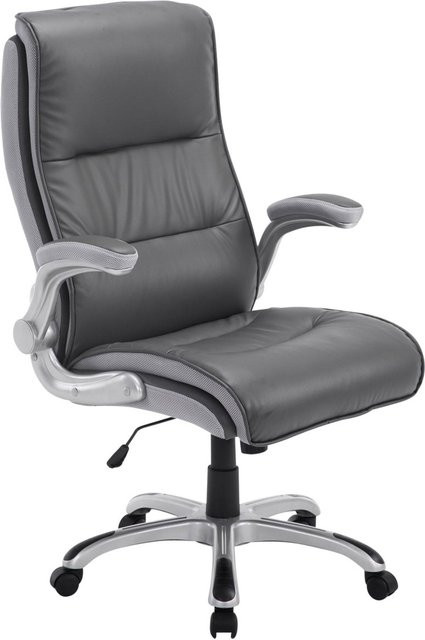 TPFLiving Bürostuhl Vila XXL Executive Chair aus Kunstleder in Grau mit Armlehnen und Rollen - Bild 1