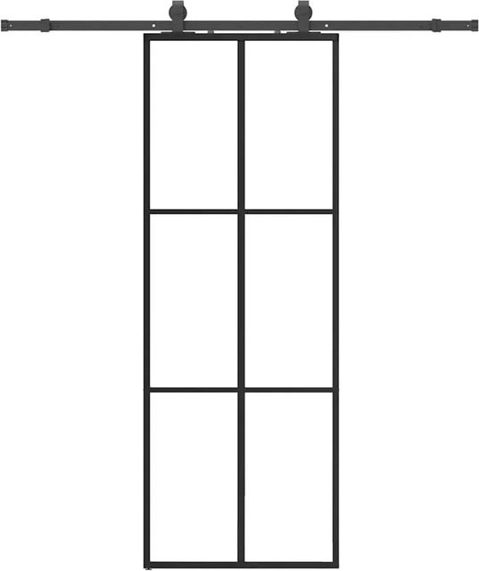 vidaXL Schiebetür aus ESG-Glas in Schwarz mit Beschlag, Breite: 76 cm, Höhe: 205 cm - Bild 1