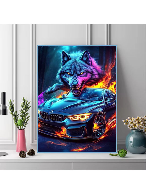 Momoart Diamantmalerei Wolf Tier DIY Mosaik-Set mit Strass in Mehrfarbig - Bild 4