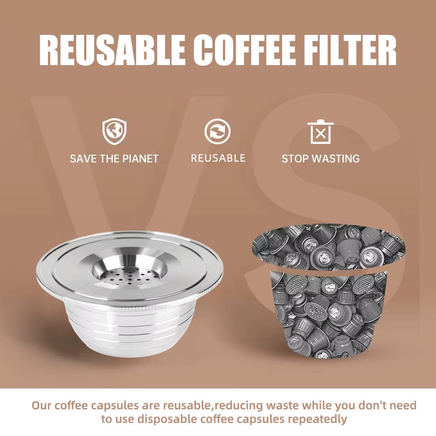 Wiederverwendbare Kaffeekapsel von dalinwell aus Edelstahl in Silber, kompatibel mit Bialetti Coffee Brewers, nachfüllbarer Filterkegel mit Tamper-Espressotasse, rund - Bild 2