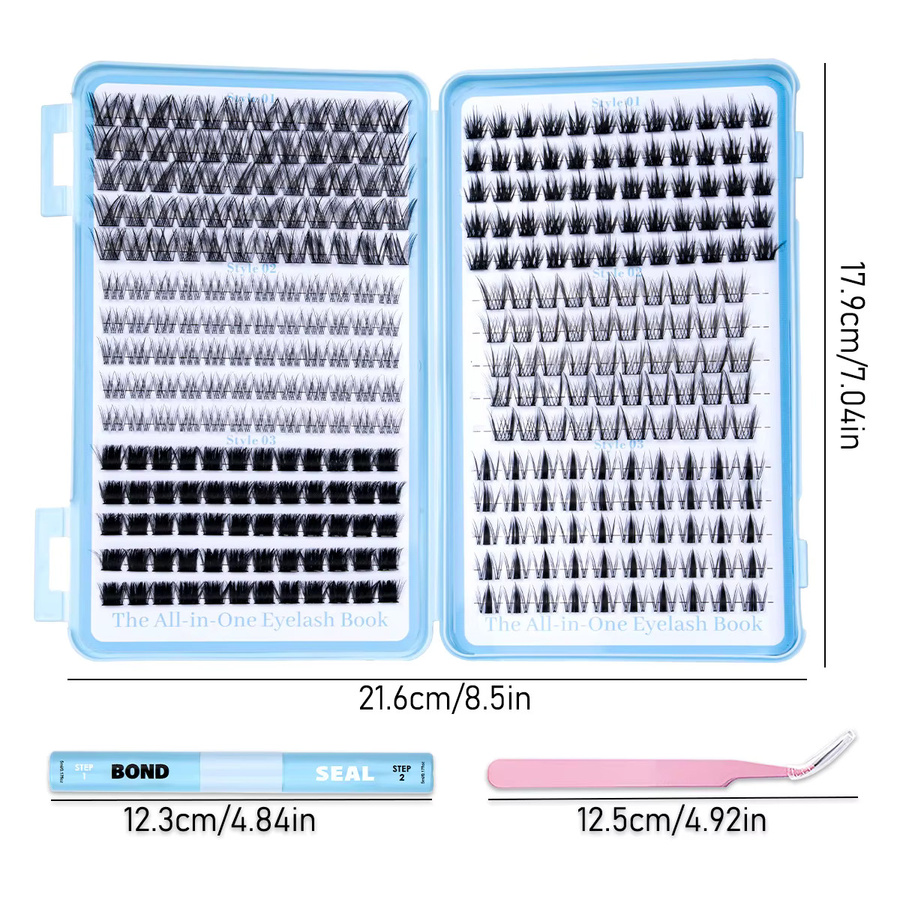 ISEEN DIY Wimpernbüschel Manga Wimpernverlängerungen, Mix Styles, mit Kleber und Fixierer - Bild 3