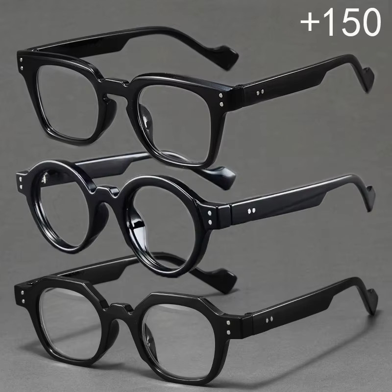 Hindfield Lesebrille, 3-teiliges Set, Vollrand, Panto, Schwarz, Unisex - Bild 1