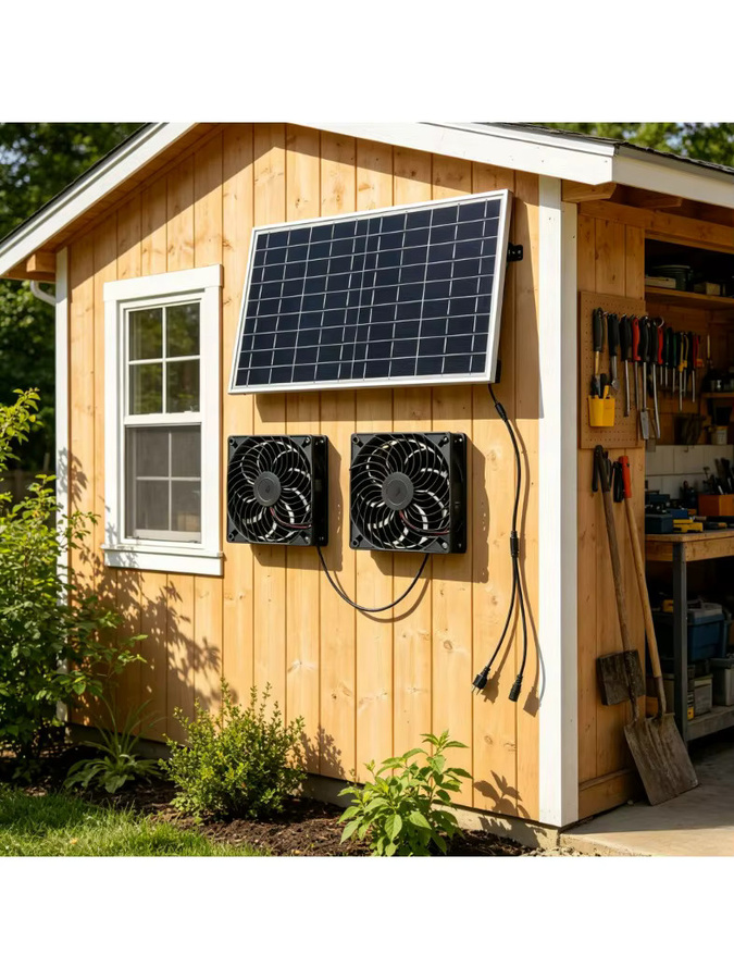 EESBAO Solar-Ventilator 10W zur automatischen Abluft-Belüftung in Schwarz für Hundehütte, Katzenhaus, Hühnerstall und Gewächshaus - Bild 6