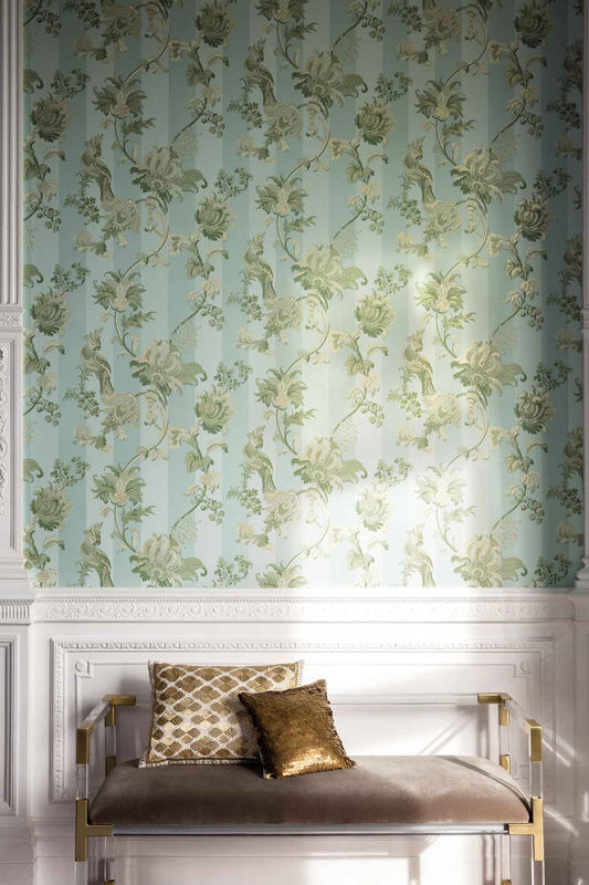 Cole & Son Tapete Zerzura in Duck Egg & Olive mit botanischem Tier- und Blumenmuster als Vlies-Tapete - Bild 2