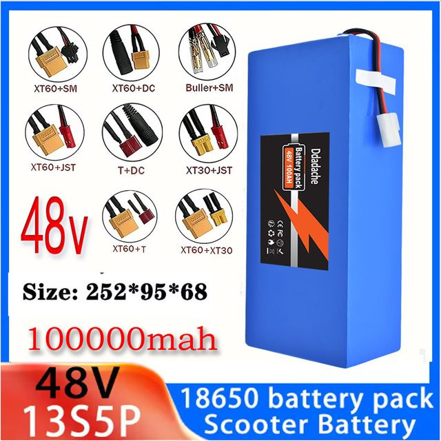 48V 100Ah 18650 Lithium-Akku 13S5P mit intelligentem BMS und 54,6V Ladegerät in Blau - Bild 1