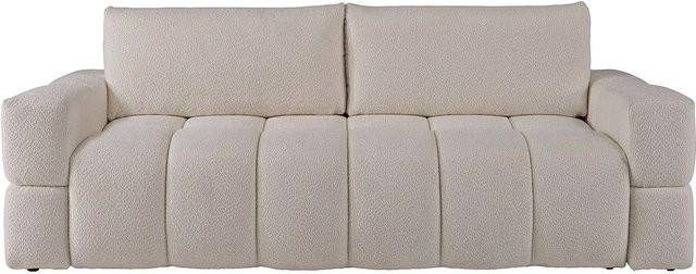 Vente-unique Schlafsofa Issoro in Beige mit Bouclé-Stoff, Breite: 252 cm - Bild 1