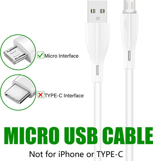 Tonsiny Micro-USB-Schnellladekabel für Android in Weiß, USB zu Micro-USB kompatibel mit Galaxy, Huawei, Moto und Tablet - Bild 1