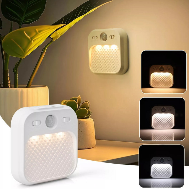 ATcomm LED Nachtlicht mit Bewegungssensor, USB wiederaufladbare Nachtlampe in Weiß für Schlafzimmer, Treppe, Flur und Schrank - Bild 1