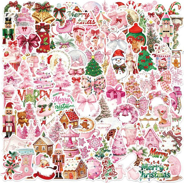 Charile Weihnachtsmann Aufkleber in Rosa für Scrapbook, Laptop und Telefon - Bild 1
