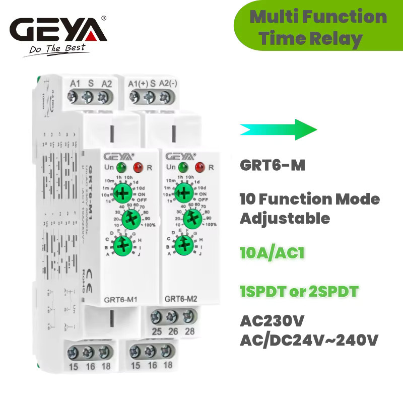 GEYA Multifunktions-Zeitrelais GRT6-M 10A ACDC 24-240V Weiß DIN-Schiene 0,1s-10 Tage Zeitverzögerungsrelais mit 10 Funktionsoptionen - Bild 2