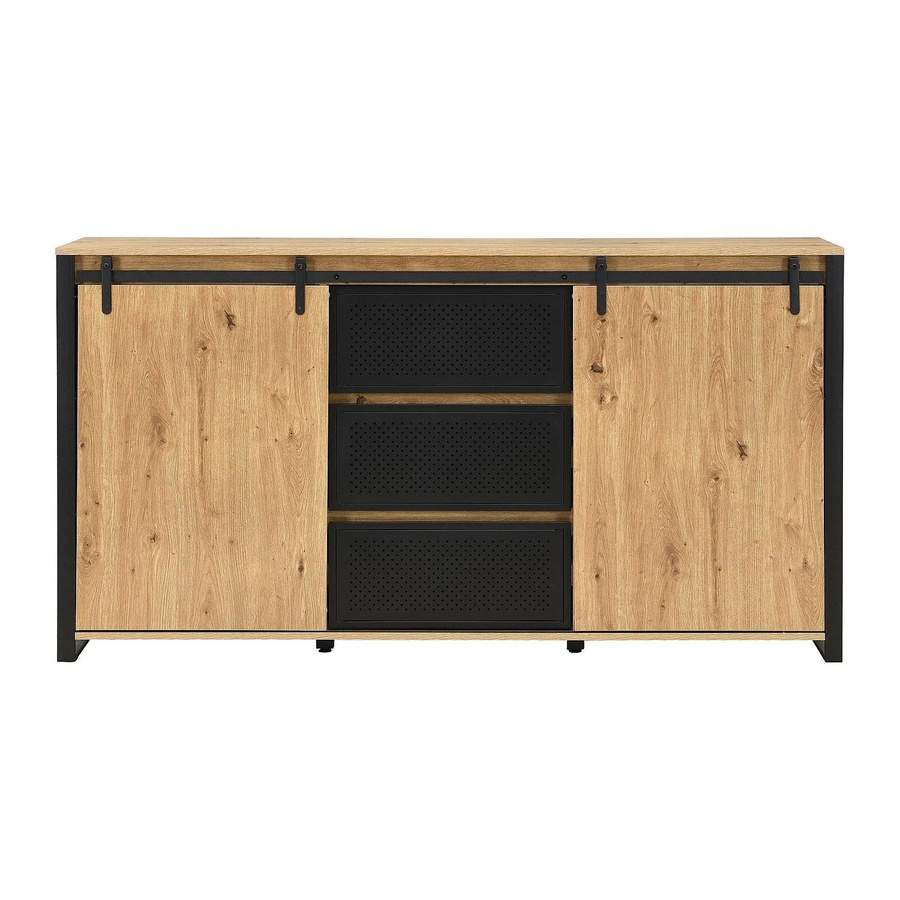 Vente-unique Sideboard Belinaro im Industriestil, Farbe Natur/Braun mit schwarzem Metall, Breite: 170 cm - Bild 2
