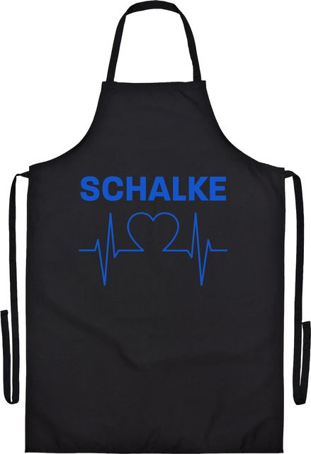 Grillschürze von multifanshop mit Schalke Herzschlag Druck in Blau - Bild 1