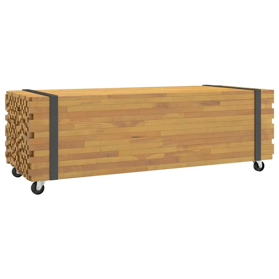 vidaXL Couchtisch aus Massivholz Teak in Braun, B/T/H: 110 x 45 x 35 cm - Bild 2