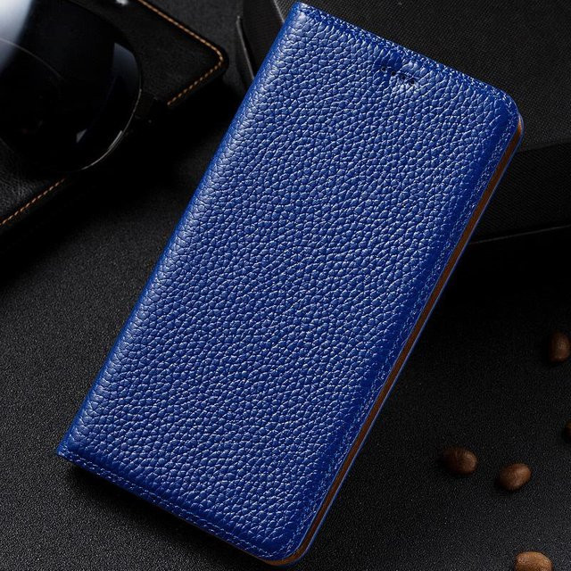 Echte Leder Klapphülle für Samsung Galaxy S26, S26 Pro, S26 Ultra und S26 Edge in Blau, stoßfeste Schutzhülle mit Anti-Drop Funktion - Bild 1